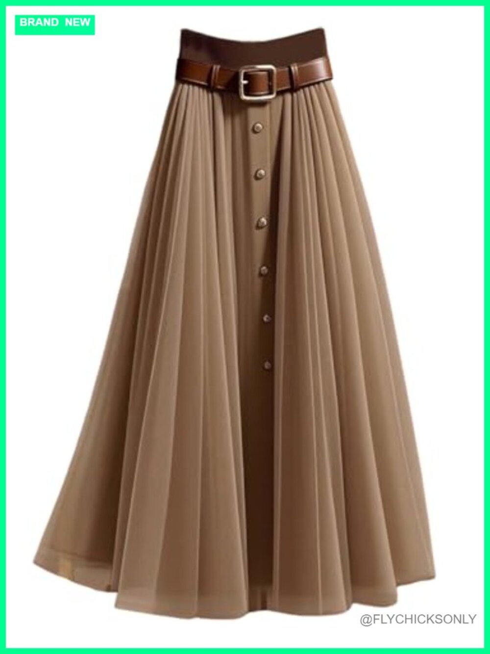 Pleated Mesh Flowy Business Casual Maxi Skirt High Waisted